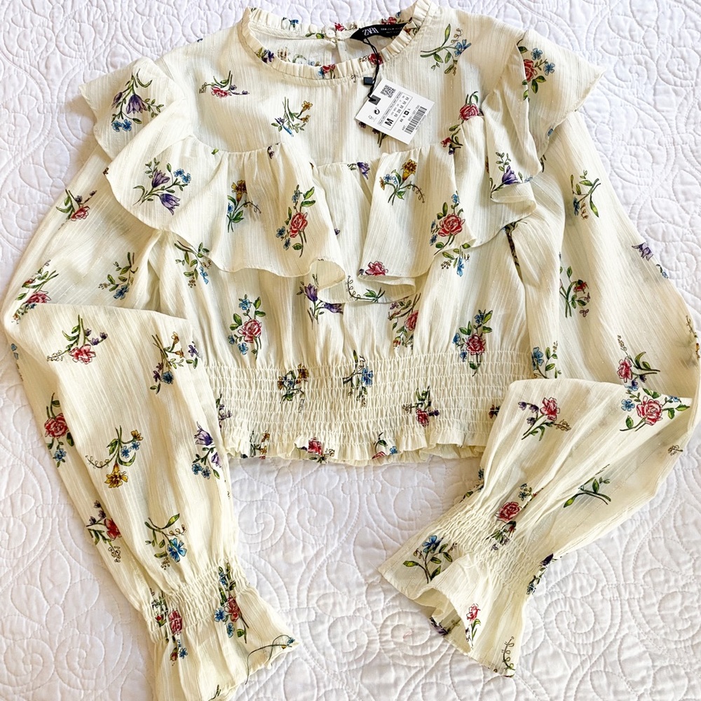 Zara NWT floral crop top size M